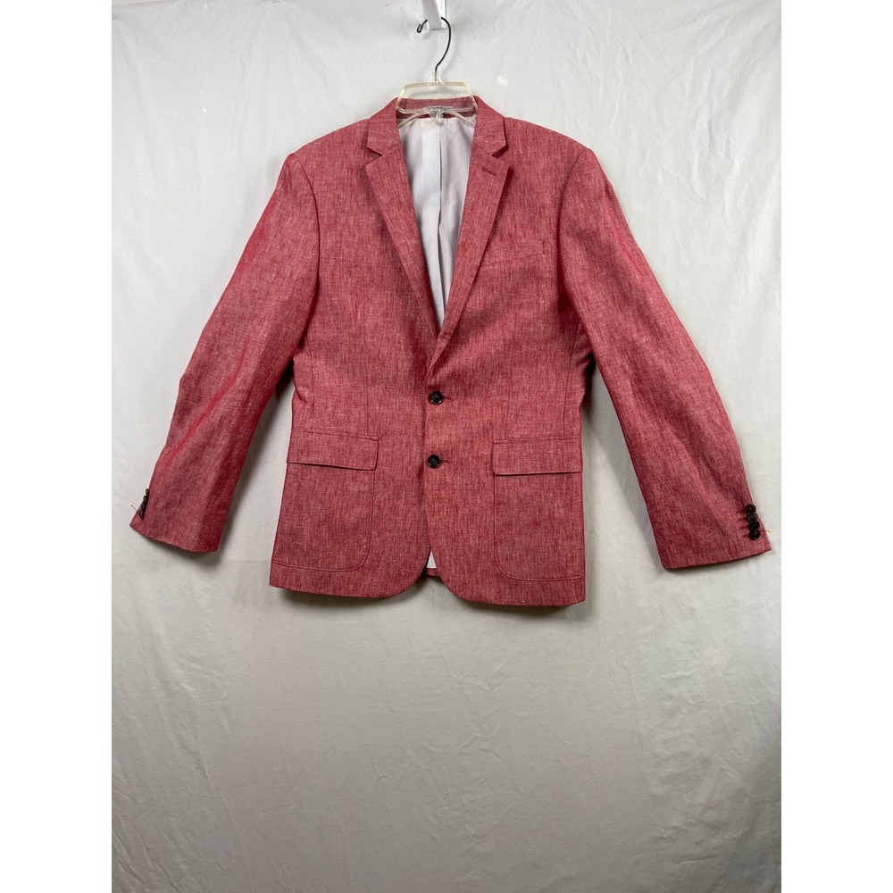 Express Blazer Men Slim Fit Red Photographer 36 S Two-Button Sport Coat Linen Bl